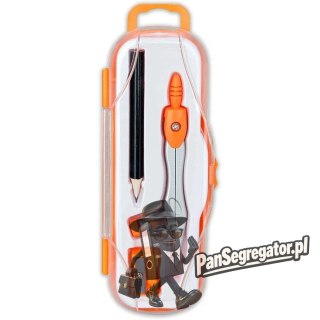Cyrkiel szkolny z ołówkiem + temperówka w etui PC-102 pomarańczowy TT7636 PENMATE