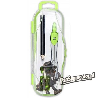 Cyrkiel szkolny z ołówkiem + temperówka w etui PC-102 zielony TT7638 PENMATE