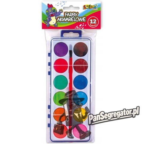 Farby akwarelowe 12 kolorów + pędzelek TT8313 PENMATE KOLORI