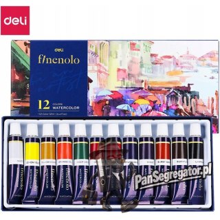 Farby akwarelowe FINENOLO 12 kolorów 12ml tuba EC19-12 DELI
