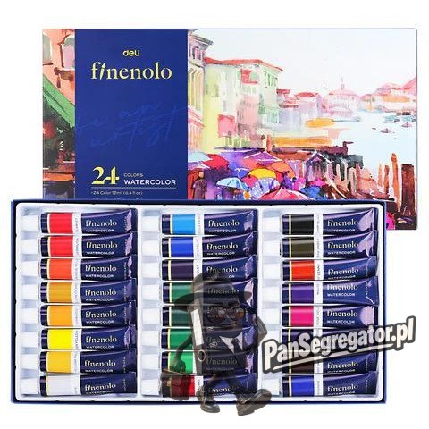Farby akwarelowe FINENOLO 24 kolory 12ml tuba EC19-24 DELI