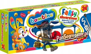 Farby akwarelowe szkolne Zestaw 24 kolory + pędzelek BAMBINO St.Majewski