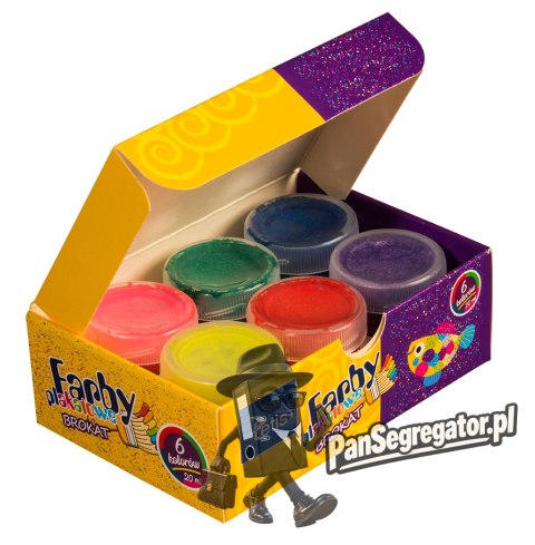 Farby plakatowe brokatowe 20ml. 6 kolorów KF003-A TETIS