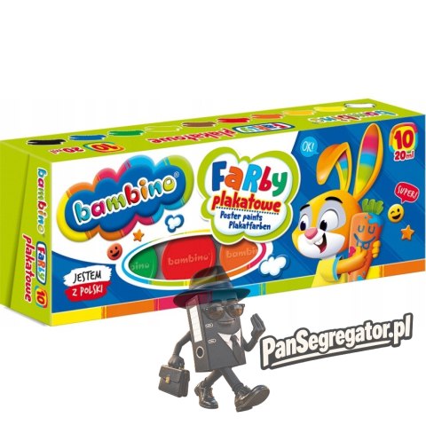 Farby plakatowe dla dzieci Zestaw 10 kolorów x 20ml BAMBINO St.Majewski