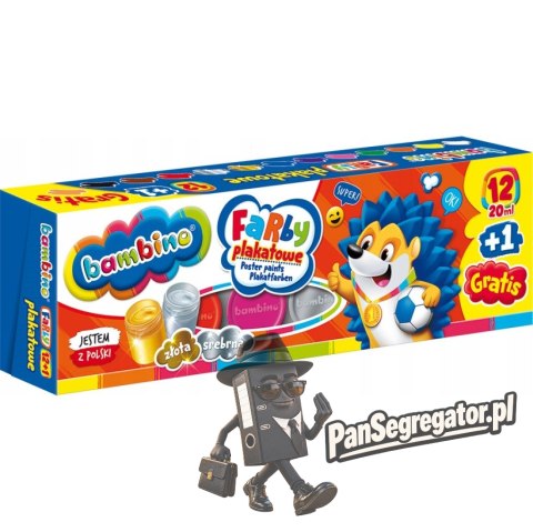 Farby plakatowe dla dzieci Zestaw 12 kolorów x 20ml + 1 farba cielista gratis BAMBINO