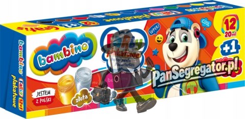 Farby plakatowe dla dzieci Zestaw 12 kolorów x 20ml + 1 farba cielista gratis BAMBINO
