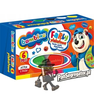 Farby plakatowe dla dzieci Zestaw 6 kolorów x 20ml BAMBINO St.Majewski