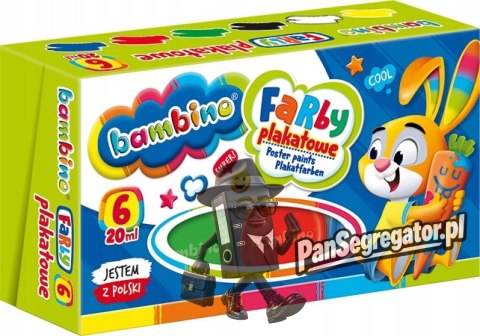 Farby plakatowe dla dzieci Zestaw 6 kolorów x 20ml BAMBINO St.Majewski