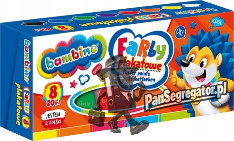 Farby plakatowe dla dzieci Zestaw 8 kolorów x 20ml BAMBINO St.Majewski