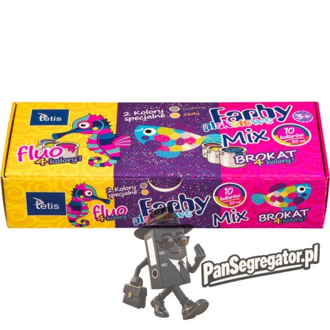 Farby plakatowe mix fluo/brokat 10ml. 10 kolorów KF004-C TETIS