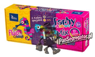 Farby plakatowe mix fluo/brokat 10ml. 10 kolorów KF004-C TETIS