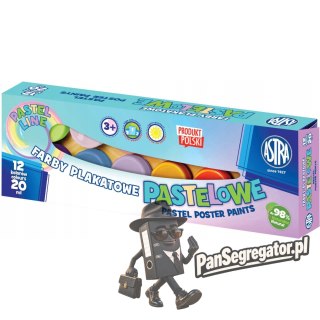 Farby plakatowe pastelowe 12 kolorów 20 ml zestaw 301118001 ASTRA