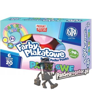 Farby plakatowe pastelowe 6 kolorów 20ml zestaw 301121001 ASTRA