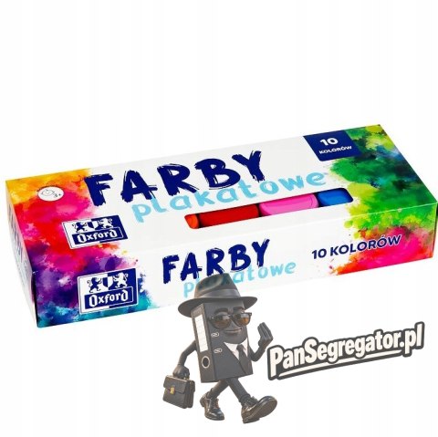 Farby plakatowe szkolne 10 kolorów 20ml zestaw 400167101 OXFORD