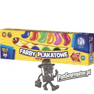 Farby plakatowe szkolne 13 kolorów 20ml zestaw 301115005 ASTRA