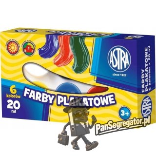 Farby plakatowe szkolne 6 kolorów 20ml zestaw 301109001 ASTRA
