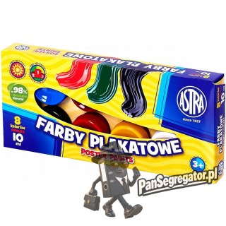 Farby plakatowe szkolne 8 kolorów 10ml zestaw 83113901 ASTRA