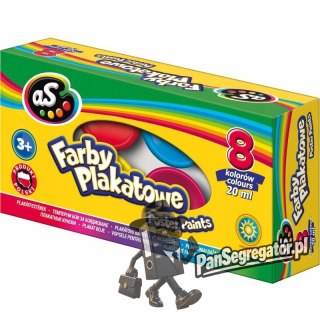 Farby plakatowe szkolne 8 kolorów 20ml zestaw AS 301219002 ASTRA