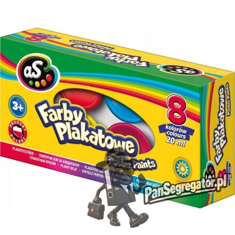 Farby plakatowe szkolne 8 kolorów 20ml zestaw AS 301219002 ASTRA