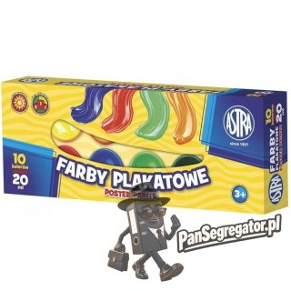 Farby plakatowe zestaw 10 kolorów 20 ml szkolne 301115004 ASTRA