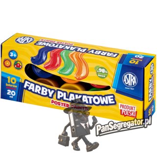 Farby plakatowe zestaw 10 kolorów 20ml szkolne Standard Box 301123044 ASTRA