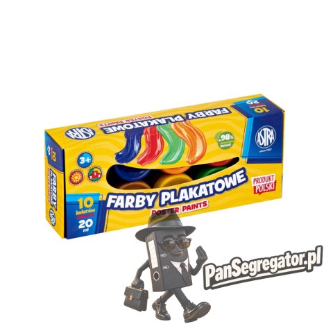 Farby plakatowe zestaw 10 kolorów 20ml szkolne Standard Box 301123044 ASTRA