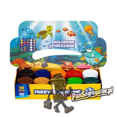 Farby plakatowe zestaw 10 kolorów 20ml szkolne Standard Box 301123044 ASTRA