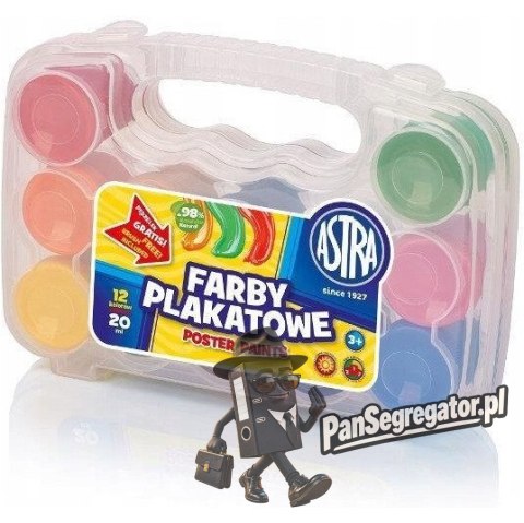 Farby plakatowe zestaw 12 kolorów 20ml + WALIZKA 301117002 ASTRA