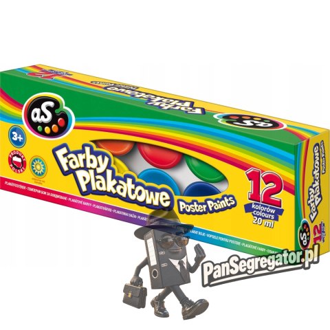 Farby plakatowe zestaw 12 kolorów 20ml szkolne AS 301219004 ASTRA