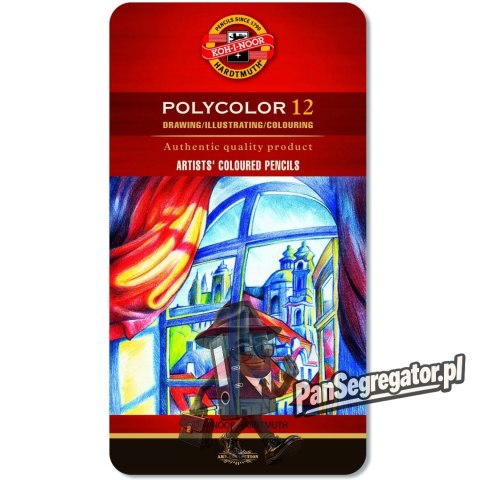 Kredki POLYCOLOR 12 kol. opakowanie metalowe 3822 KOH-I-NOOR