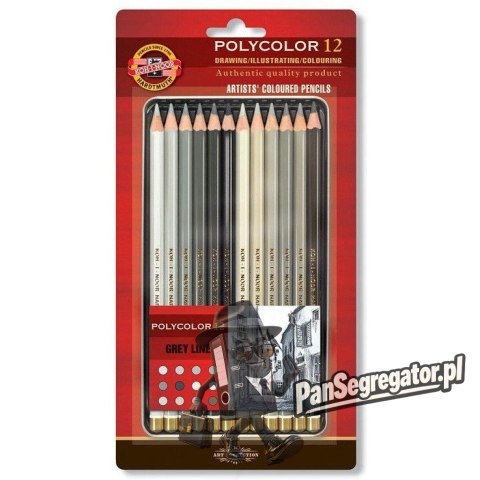 Kredki POLYCOLOR 12 szt szarości 3822/GR KOH-I-NOOR