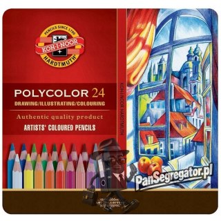 Kredki POLYCOLOR 24 kolory opakowanie metalowe 3824 KOH-I-NOOR