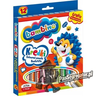 Kredki dla dzieci z glinki kaolinowej Zestaw 12 kredek + temperówka BAMBINO St.Majewski