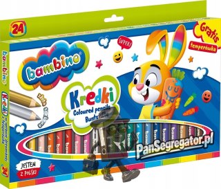Kredki dla dzieci z glinki kaolinowej Zestaw 24 kredek + temperówka BAMBINO St.Majewski