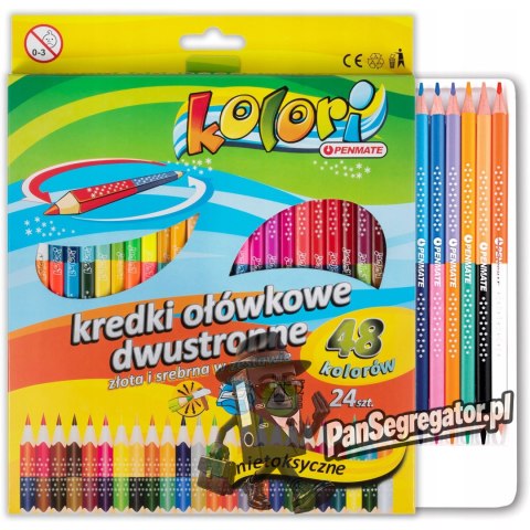 Kredki ołówkowe trójkątne dwust.24/48k.+ temperówk TT7537 PENMATE