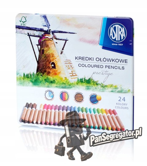 Kredki ołówkowe zestaw 24 kolory metalowe pudełko 312117002 ASTRA PRESTIGE