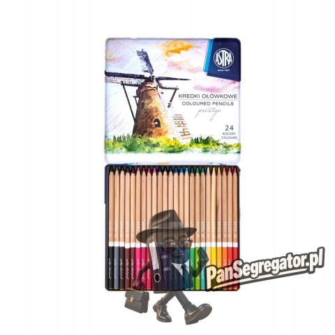 Kredki ołówkowe zestaw 24 kolory metalowe pudełko 312117002 ASTRA PRESTIGE