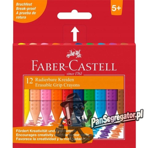 Kredki świecowe GRIP trójkątne 12 kolorów FABER-CASTELL 122520 FC