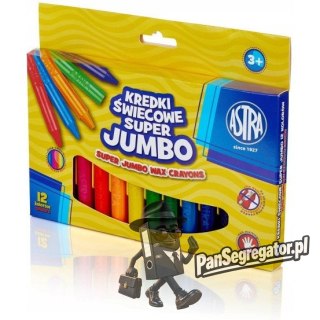 Kredki świecowe szkolne Super JUMBO grube okrągłe 12 kolorów 316118003 ASTRA