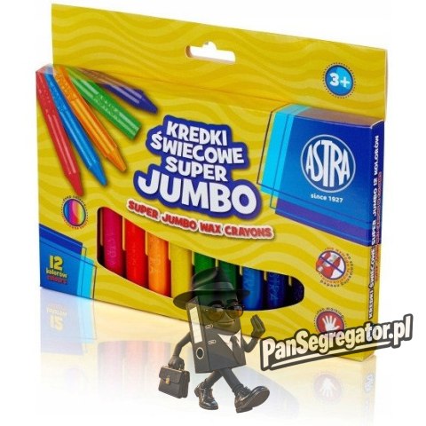 Kredki świecowe szkolne Super JUMBO grube okrągłe 12 kolorów 316118003 ASTRA