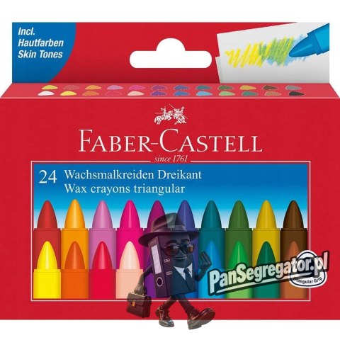 Kredki świecowe trójkątne 24kol opakowanie kartonowe 120024 Faber-Castell