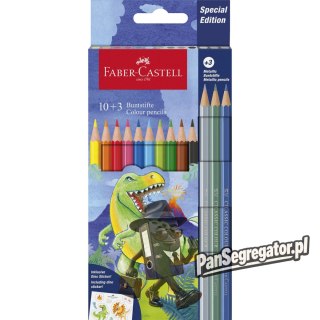 Kredki sześciokątne 10 kolorów + 3kolory metaliczne edycja DINOZAURY 111213 Faber-Castell