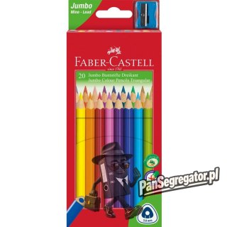 Kredki trójkątne JUMBO 20 kolorów + temp opak. kartonowe 116520 Farber-Castell