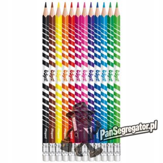 Kredki trójkątne ścieralne z gumką 12 kolorów OOPS 832812 COLORPEPS MAPED