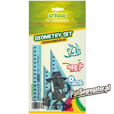 Komplet geometryczny CRICCO 4-elementy z linijką 16cm CR610