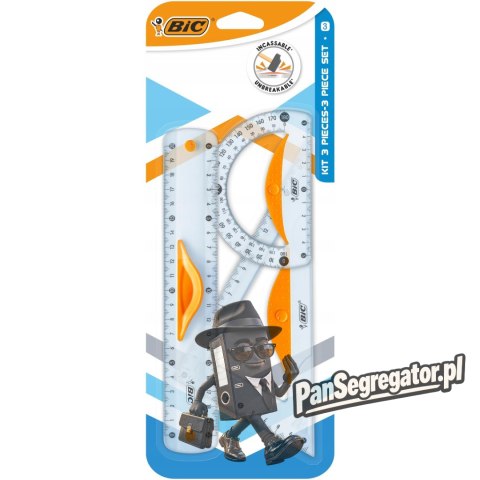 Komplet geometryczny z linijką 20cm z uchwytem + ekierka+kątomierz 9927281 BIC