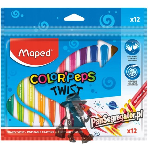Kredki COLORPEPS świecowe wykręcane Twist 12szt. zip etui 860612 MAPED