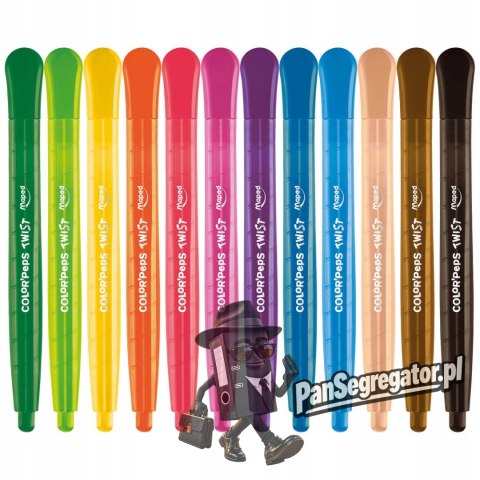 Kredki COLORPEPS świecowe wykręcane Twist 12szt. zip etui 860612 MAPED