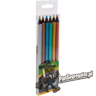 Kredki CRICCO trójkątne 6 kolorów BLACK WOOD JUMBO metaliczne w etui CR331W6
