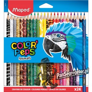 Kredki Color Peps Animals trójkątne 24 szt pud. z zaw. 832224 MAPED